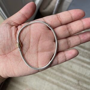 Pandora Moments Snake Chain Bracelet with Solid Gold Two-Tone Clasp. Large Size